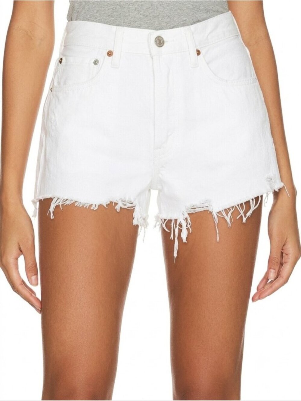 HUDSON Jeans Gemma Mid Rise Cut Off Denim Shorts White Frayed Hem Womens Size 30